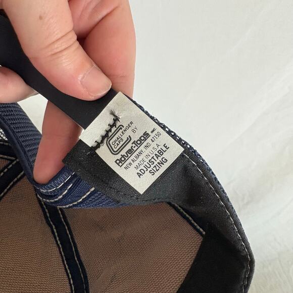 Roadway Vintage Snapback Trucker Hat Blue Orange Patch Logo USA - Picture 2 of 6